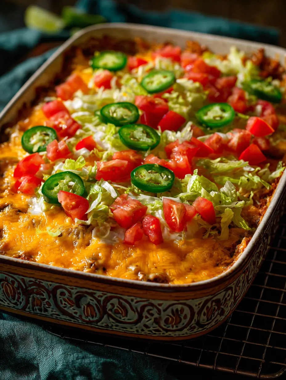 Meal with lettuce, tomatoes, jalapenos, and melted cheese layered together.