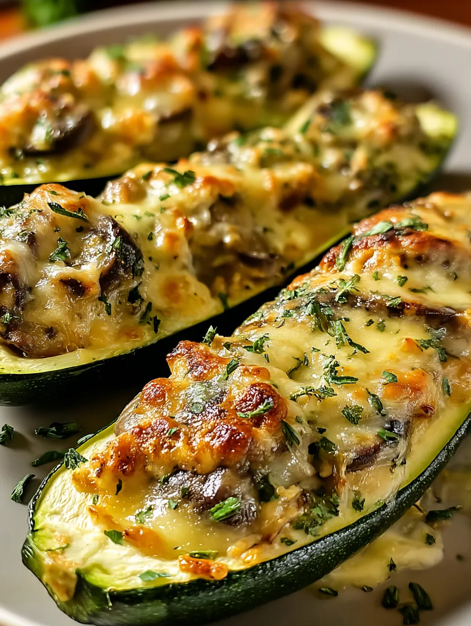 Food on a plate with zucchini and lots of melty cheese.