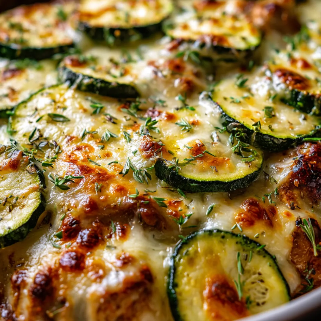 Zucchini and cheese dish served.