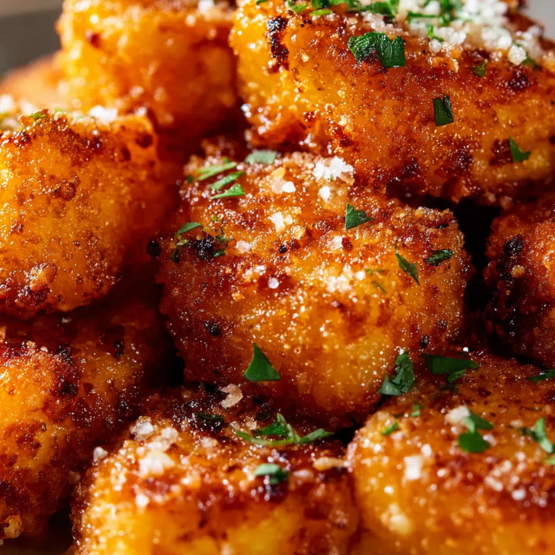 A plate of fried food with parsley on top.