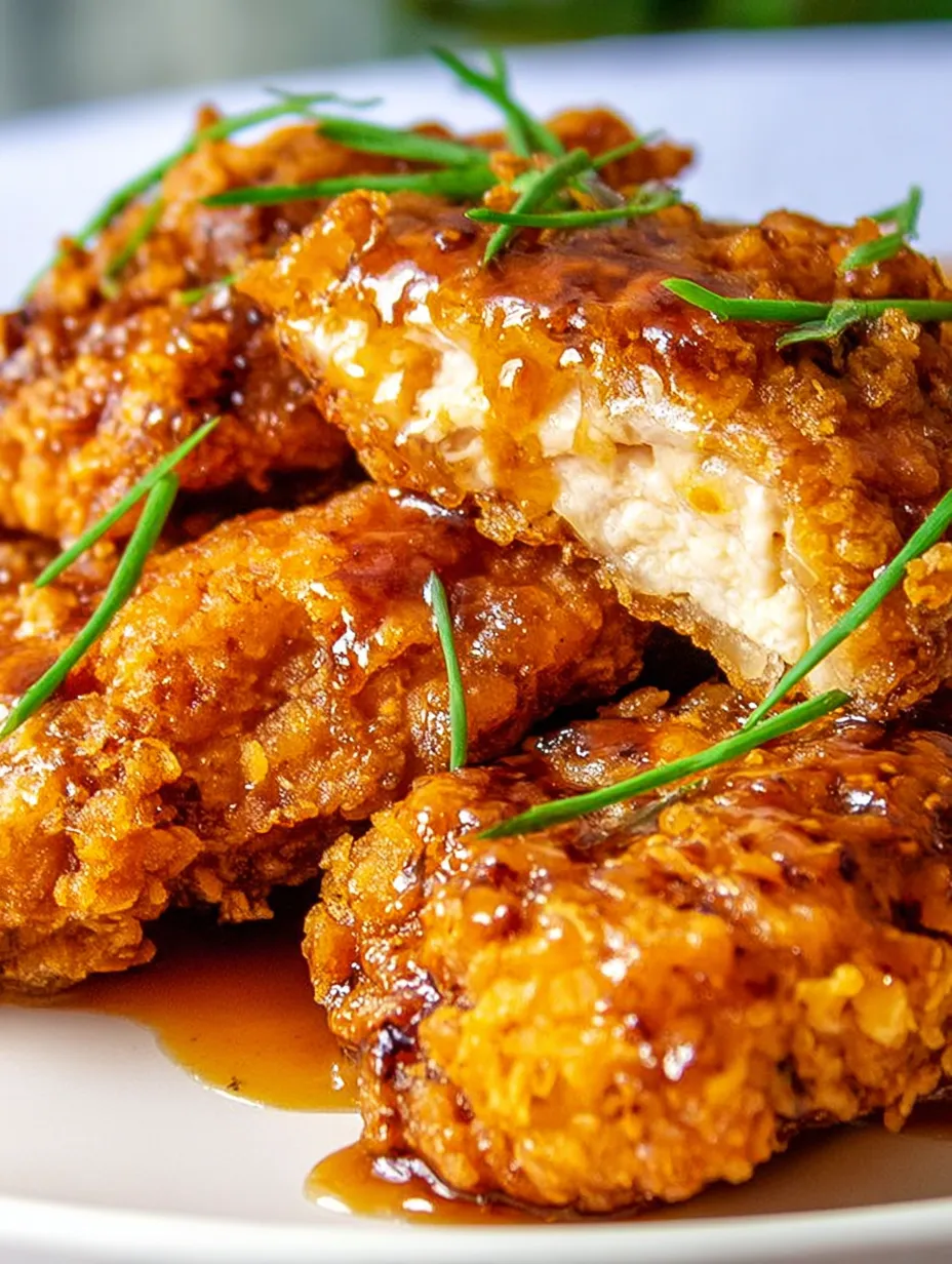 A plate of fried chicken with sauce.