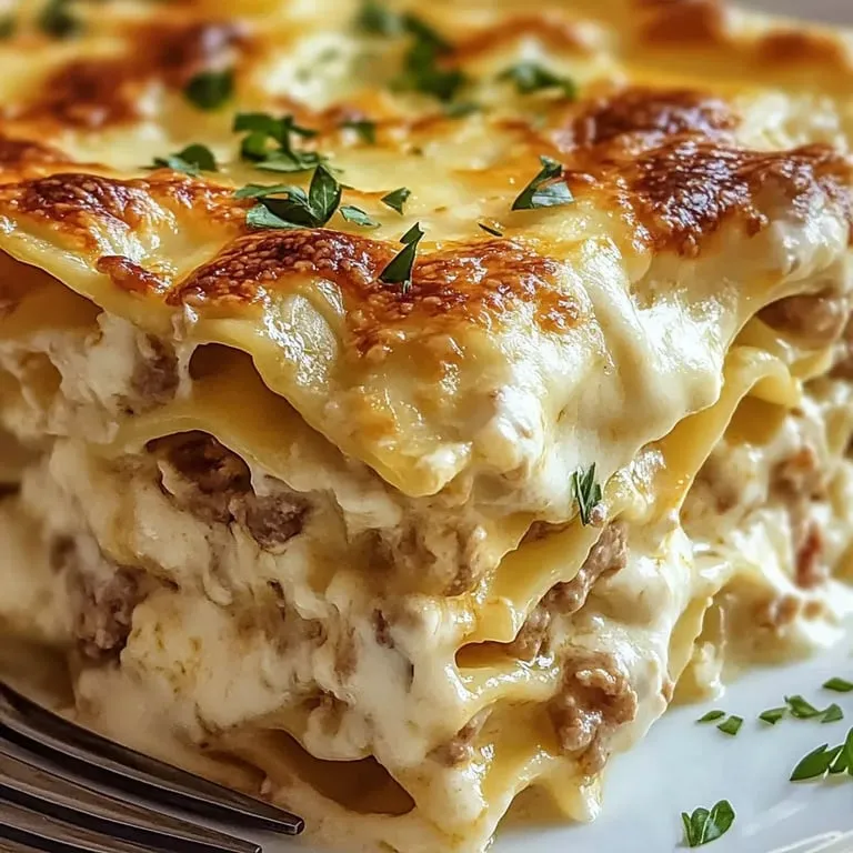 Plate of lasagna with a fork.