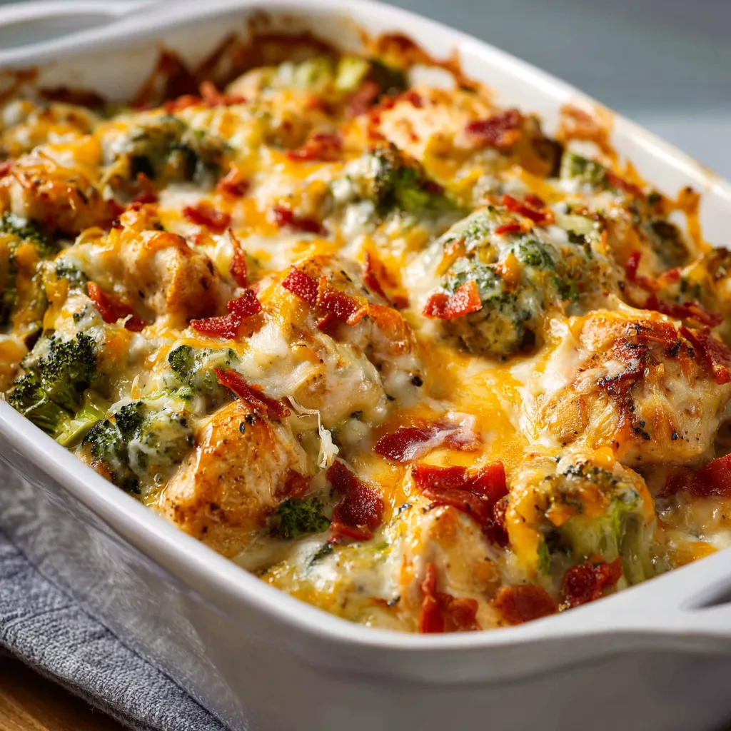 A dish of chicken and broccoli.