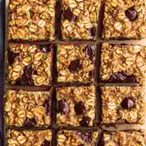 A square of chocolate and nuts.