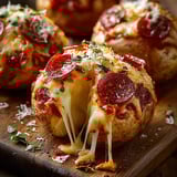 Plate with cheesy pepperoni snacks