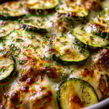 Zucchini and cheese dish served.