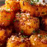 A plate of fried food with parsley on top.